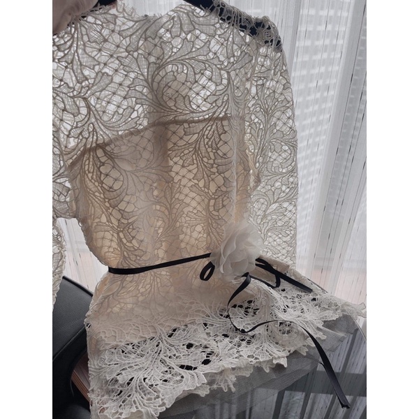 Áo Ren Dài Tay Thắt Nơ Eo Tặng Kèm Hoa✨