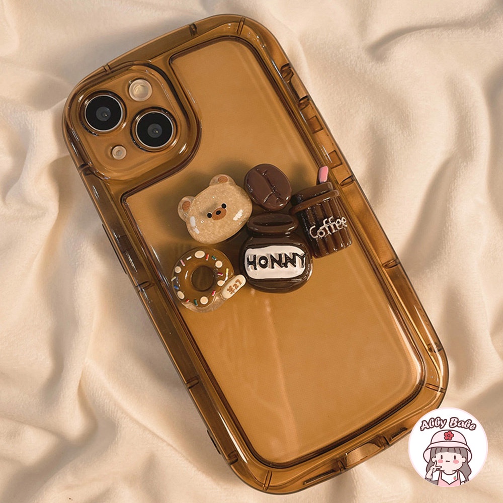 Ốp Điện Thoại TPU Mềm Trong Suốt Hình Gấu / Cà Phê 3D Cho IPhone 14 Pro Max 11 7Plus 13 12 11 Pro Max X XS XR