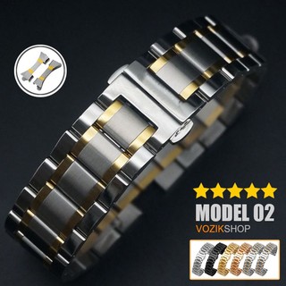 Dây đồng hồ thép không gỉ inox model 02 kiểu khóa bấm chống han gỉ chống bay màu (18mm 20mm 22mm) mã 2019a5