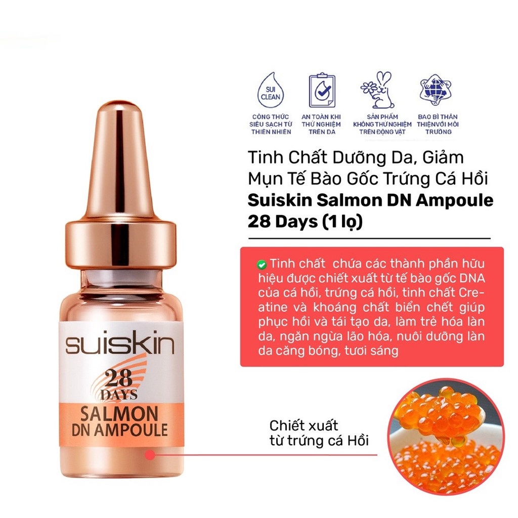 Tinh Chất Tế Bào Gốc Suiskin 28 Days Salmon DN Ampoule Dưỡng Da Từ Trứng Cá Hồi 2mlx28