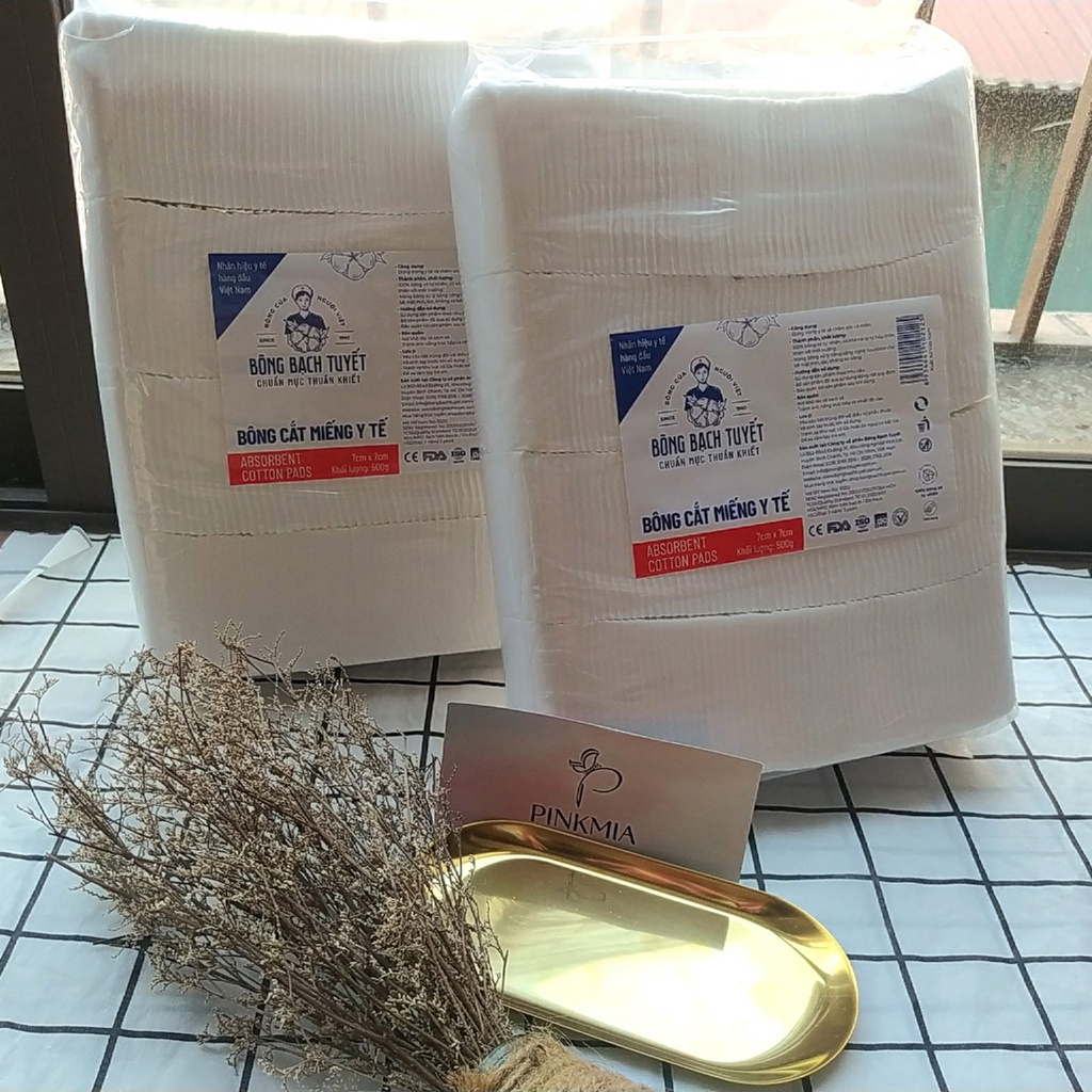 Bông Bạch Tuyết Y Tế Cắt Miếng 7 x 7 cm Dùng Tẩy Trang Lau Mặt Trong Spa