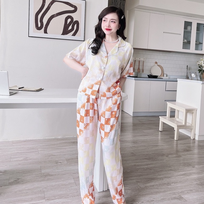  Đồ Bộ Nữ Pijama SOJJUN Sét Mặc Nhà Quần Dài Tay Ngắn Lụa Xước Tô Châu Cao Cấp 40-62kg