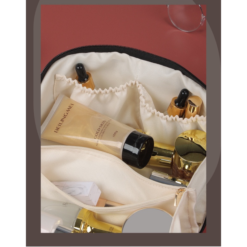 Túi Da PU Đựng Mỹ Phẩm Cỡ Lớn Đa Năng In Họa Tiết Da Báo Cá Tính