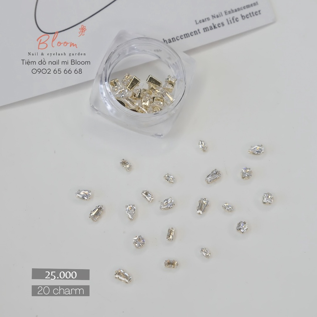 Đá gắn ring nail 20 viên siêu sáng mix mẫu