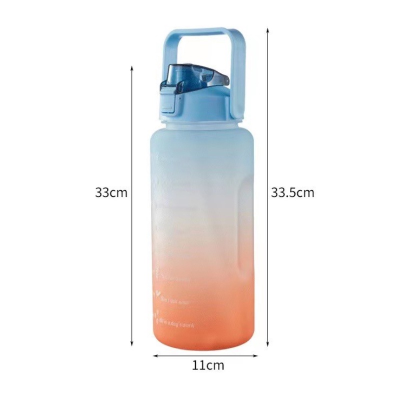 Bình Nước 2 Lít 2000ml Có Ống Hút Thiết Kế Màu Sắc Gradient