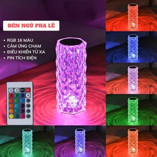 Đèn ngủ pha lê hình trụ cảm biến 16 màu,đèn led có điều khiển từ xa, trang trí phòng khách, phòng ngủ