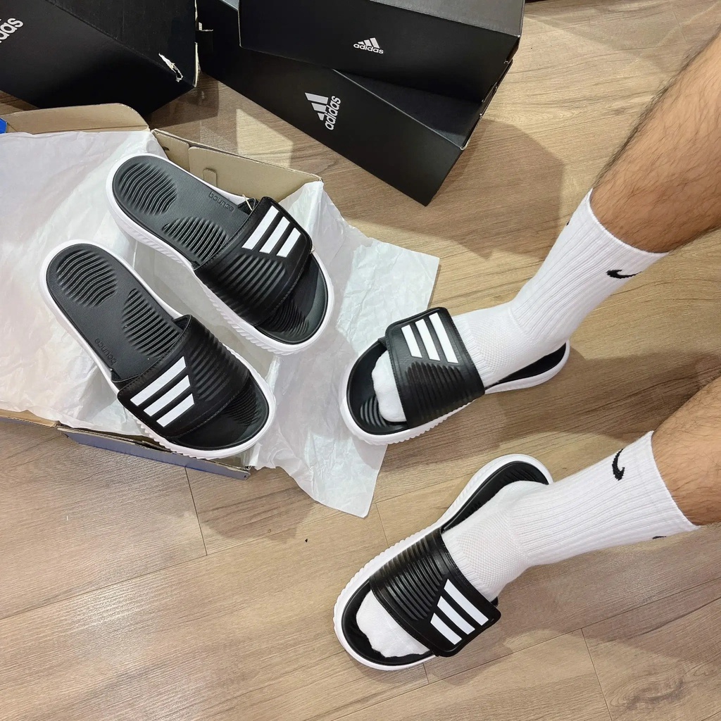 Dép Adidas AlphaBounce Black White 2.0  | PiuPiu Authentic