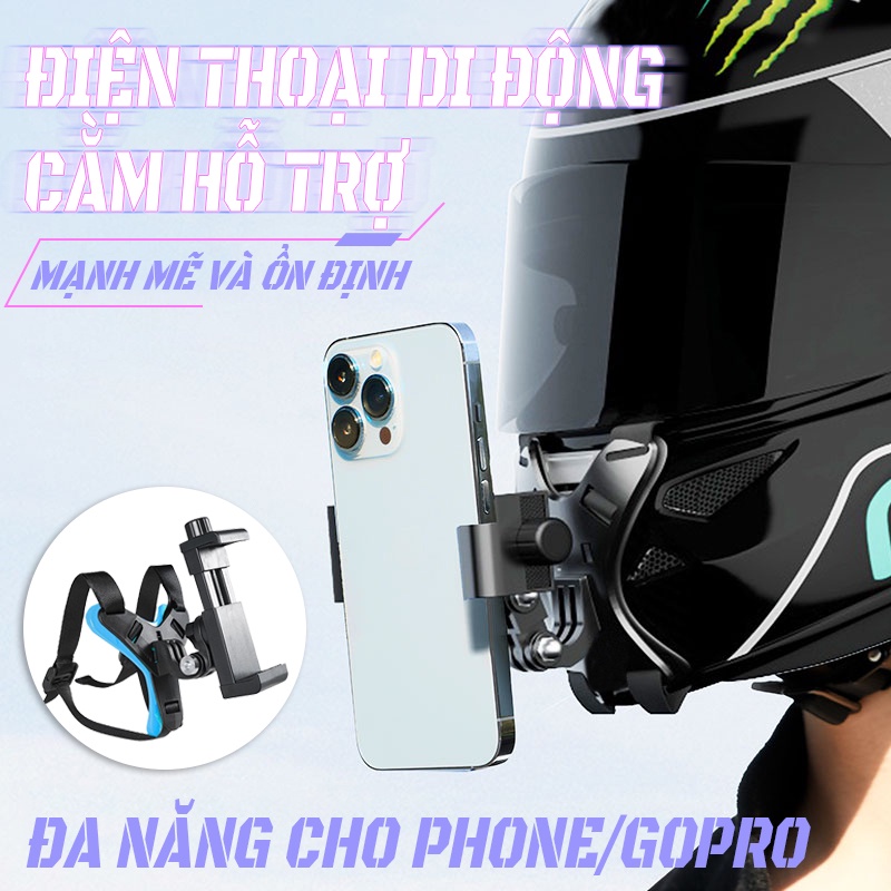 Dây đeo cằm mũ bảo hiểm fullface xoay 360 độ，Đai gắn cằm mũ bảo hiểm cho máy điện thoại, Camera Gopro, Sjcam, Eken，Mount Gắn Cằm Điện Thoại, Camera Hành Trình, Bộ Đai Gắn Cằm Nón FullFace, Đai Gắn Camera Hành Trình Lên Cằm Nón Bảo Hiểm