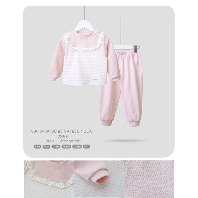 Bộ nỉ bé gái goodmama 6m-4y