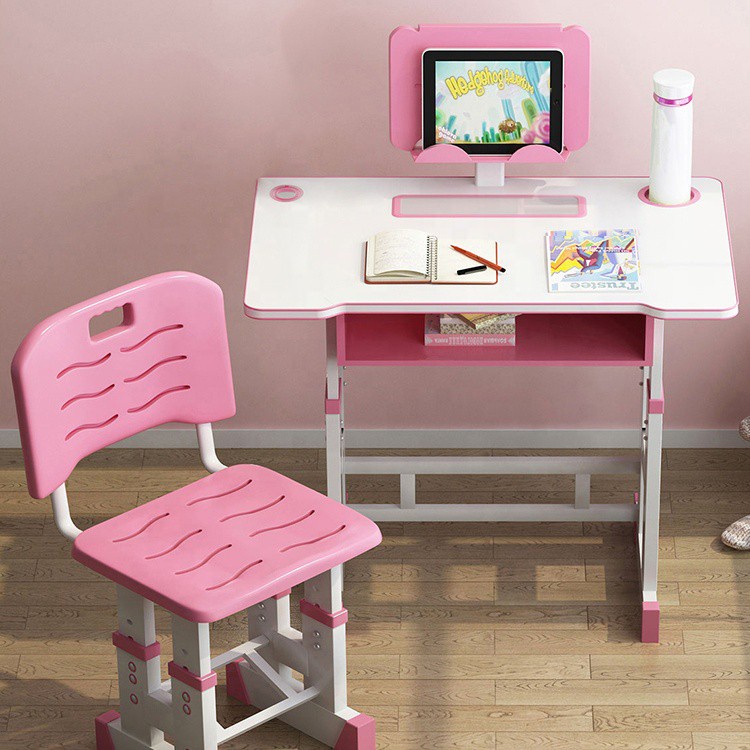 Bộ Bàn Ghế Học Sinh Tiểu Học Kích Thước 50x70cm, Bàn Học Trẻ Em Kèm Ghế Kèm Đèn Led Hoặc Không Màu Xanh - Hồng (Mã B040)