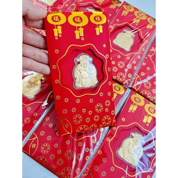 Sỉ 4k -Lì Xì Thần tài mạ vàng 24K May Mắn Rước Tài Lộc - 2023