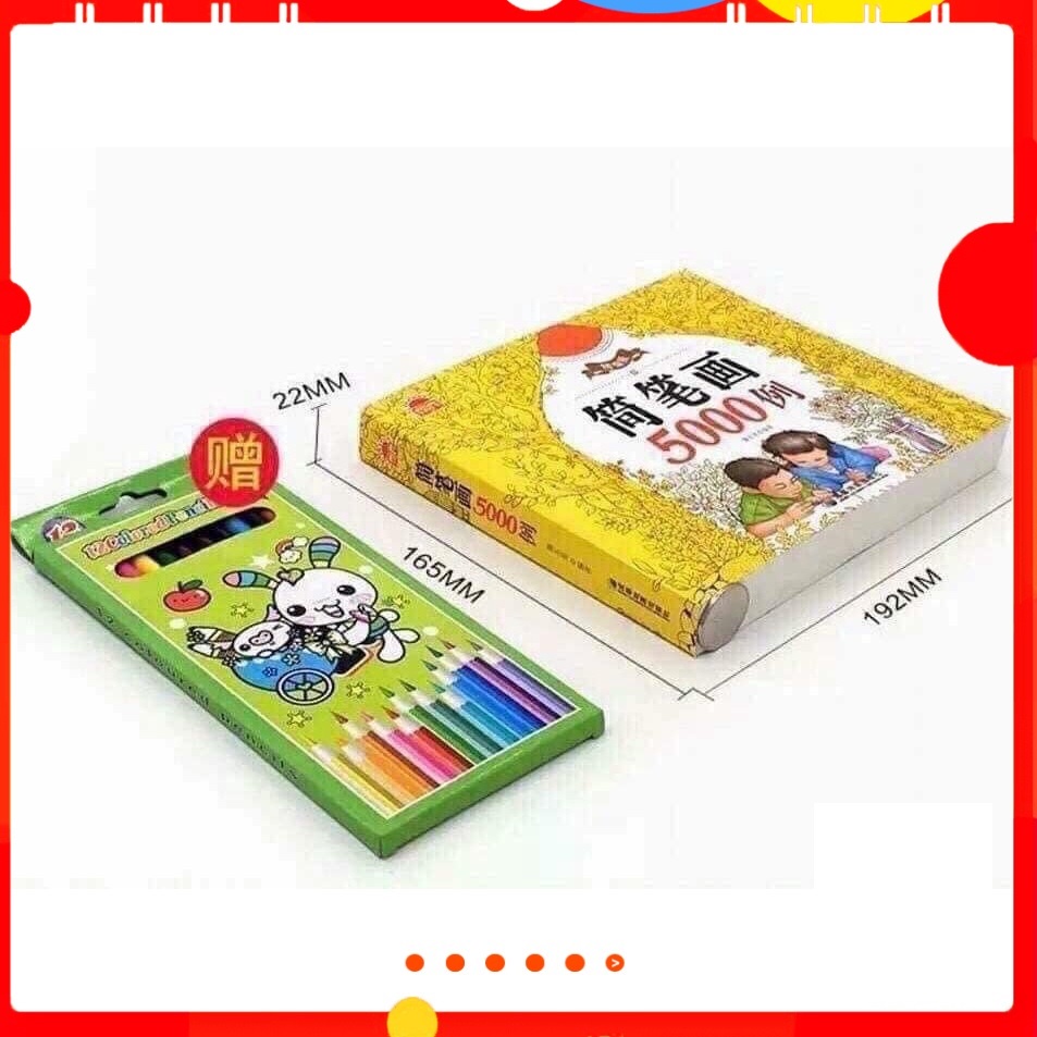 Vở tập tô, vẽ 5000 hình TẶNG KÈM BÚT CHÌ MẦU giúp bé tập cầm bút, tập vẽ,phát triển năng khiếu - LOKI