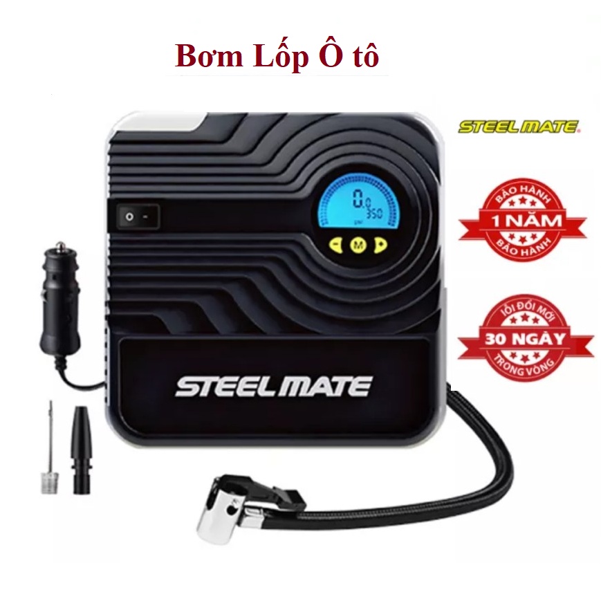 Chính Hãng Máy Bơm Lốp Cao Cấp STEELMATE Đồng Hồ Kim Đồng Hồ Điện Tử Tự Ngắt Bơm Nhanh Trang Bị Đèn Led Ban Đêm