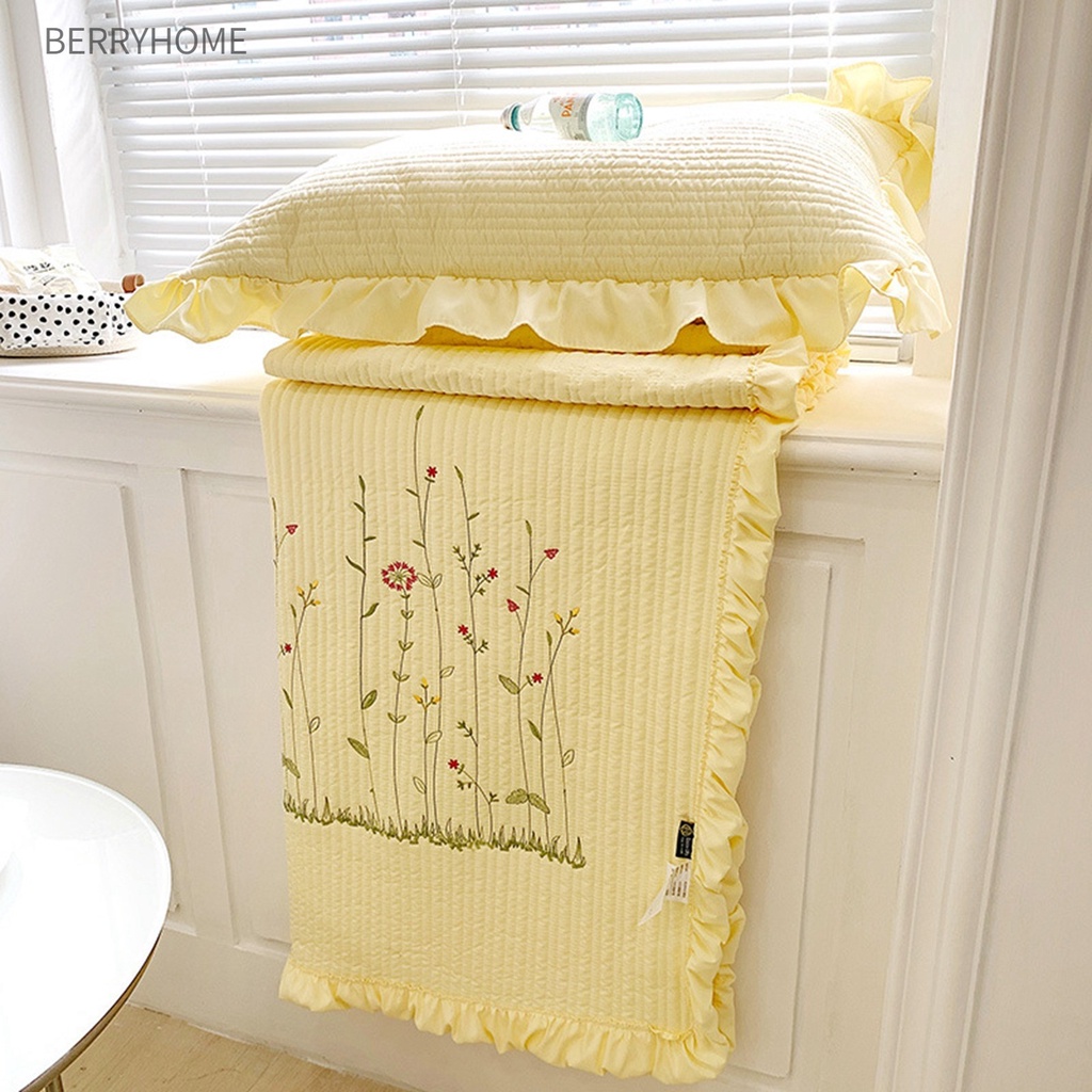 Chăn bông Màu tinh khiết Thời trang Trang chủ Thanh lịch Mẫu thêu Tencel Bông làm mát mùa hè BerryHome~