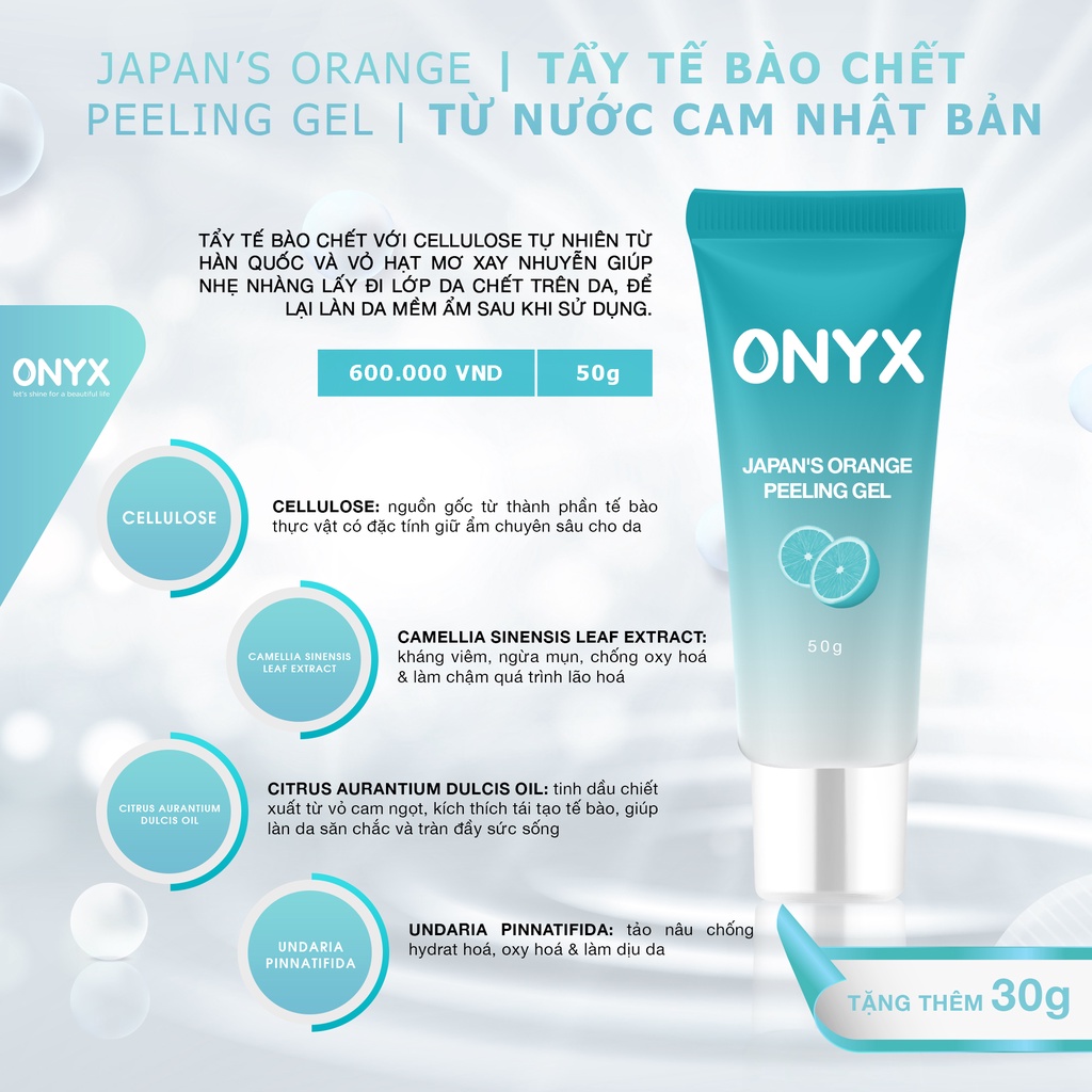 Gel Tẩy Tế Bào Chết ONYX Giúp Trắng Sáng, Mịn Da ONYX Japan's Orange Peeling Gel ONYX Cosmetics Bảo Thy 80g