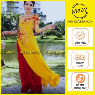 Áo dài dạ hội trung niên đính hoa thêu kết đá cao cao cấp, đầm dạ hội tặng mẹ nhiều màu B1