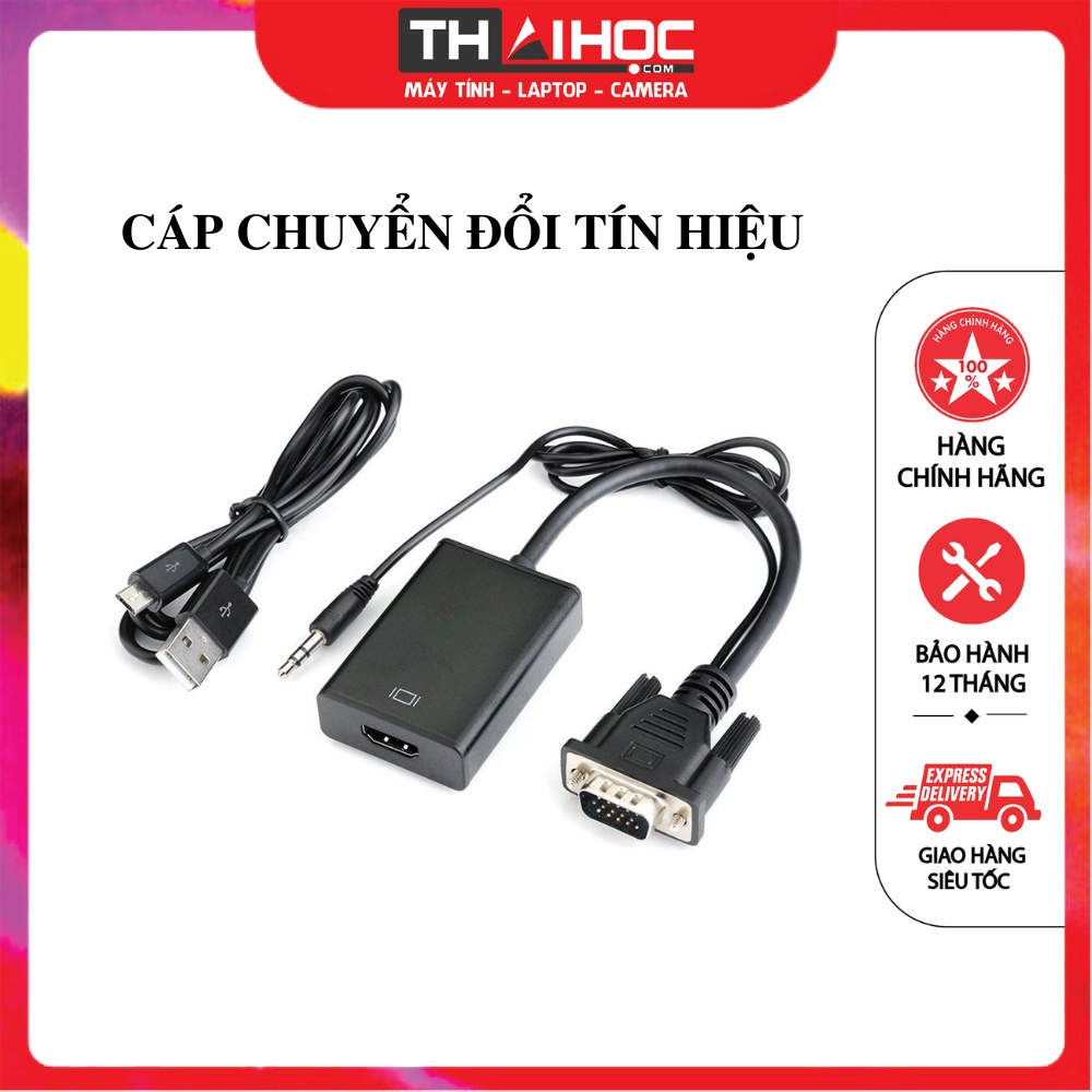 Cáp Chuyển Đổi Tín Hiệu Từ VGA Sang HDMI Có Âm Thanh Kèm Theo Cáp Micro USB - Cáp Chuyển Đổi Từ VGA Sang HDMI