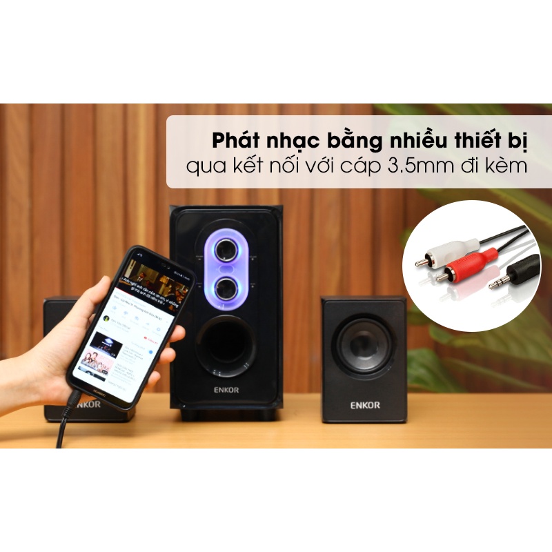 Loa vi tính Enkor E50 Đen 2.1 kênh 20W Chính hãng,giá tốt