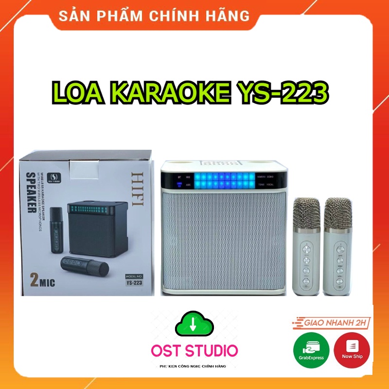 Loa Karaoke YS-223 Kèm 2 Micro Không Dây Kiêm Bluetooth. Nhỏ Gọn Âm Thanh Chất Lượng, Độ Bền Cao. Bảo Hành 12 Tháng