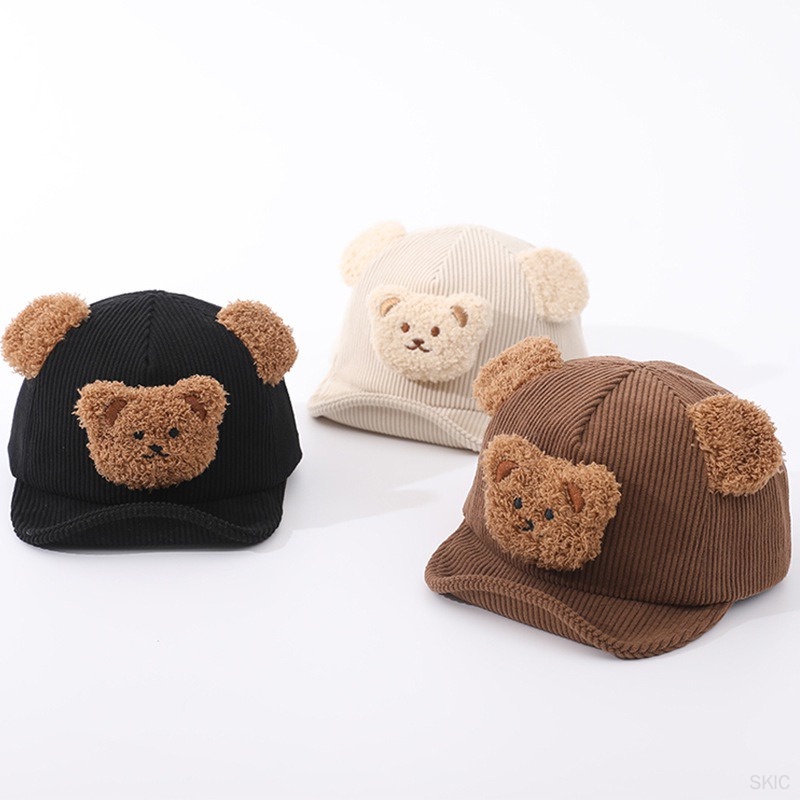 Mũ Bóng Chày Mềm Mại Họa Tiết Gấu Dễ Thương Cho Bé