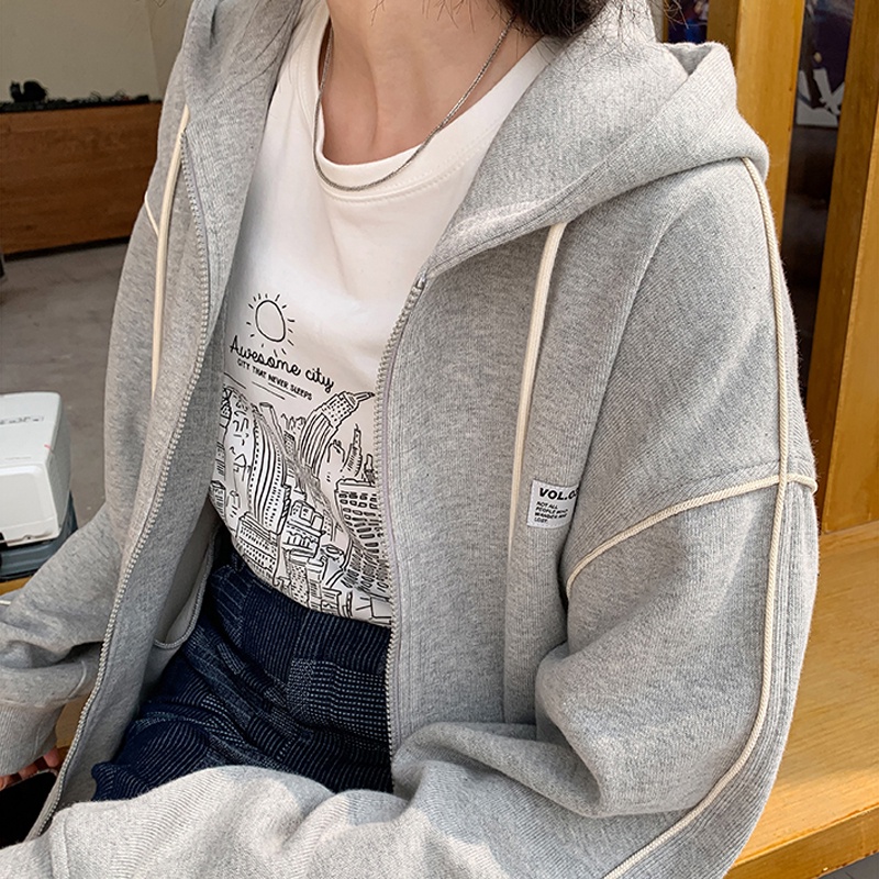 Áo khoác NRVP hoodie tay dài kiểu dáng thể thao cho nữ