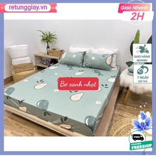 Ga trải giường bo chun 1M6X2M,1M8X2M,2MX2M2,Vải cotton poly,chọn nhiều mẫu[bơ xanh nhạt]