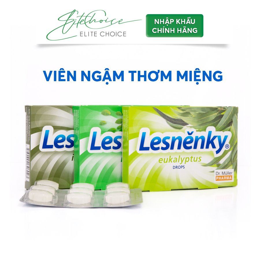 Kẹo ngậm thơm miệng cao cấp 3 vị Dr Muller Lesnenky vỉ 9 viên làm mát, vệ sinh răng miệng [Nhập khẩu Châu Âu]