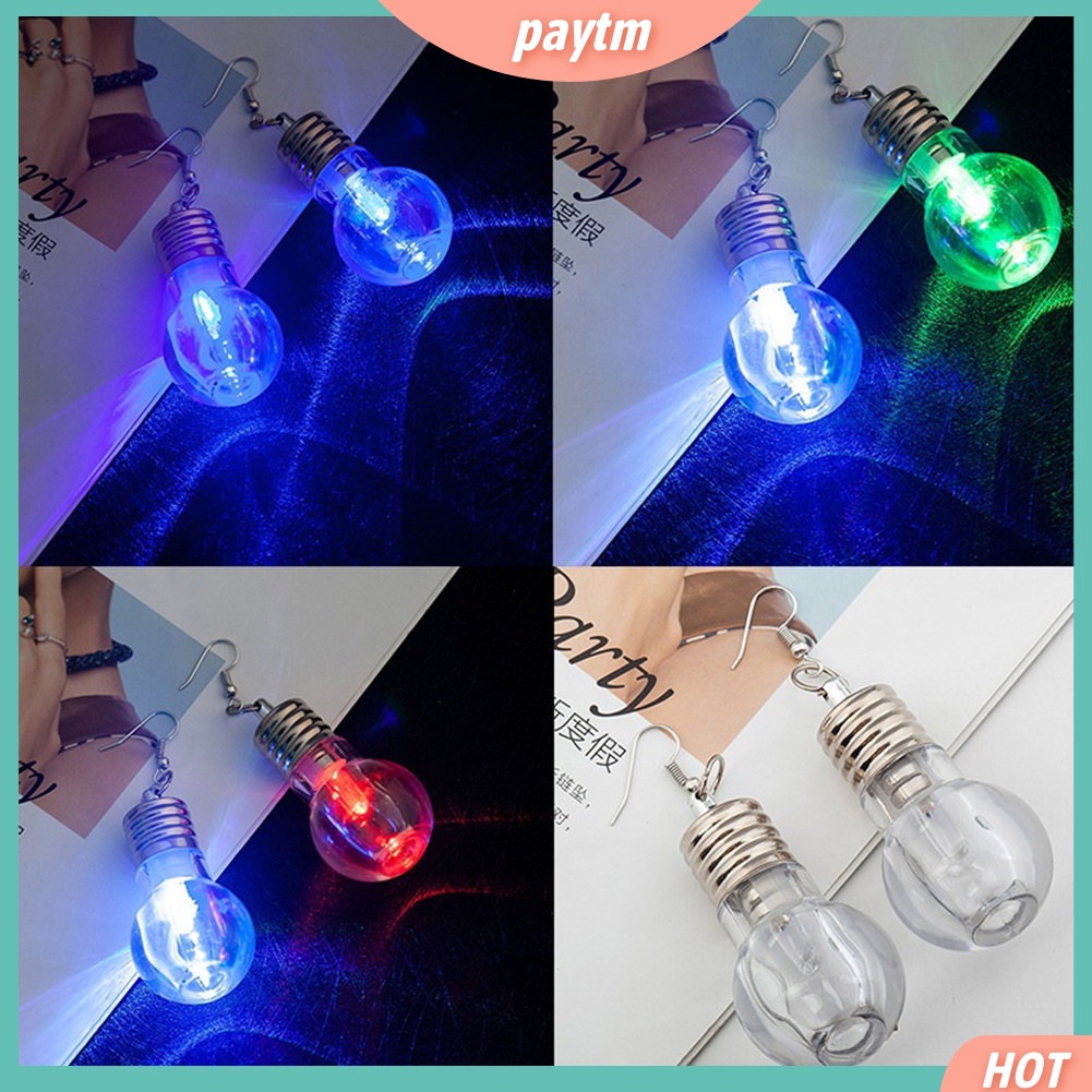 {PTM} Khuyên Tai Nữ Hình Bóng Đèn Phát Sáng Độc Đáo