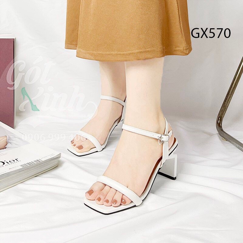 Giày sandal cao gót nữ quai ngang gót tia chớp 7 phân - có size lớn 40 41 42