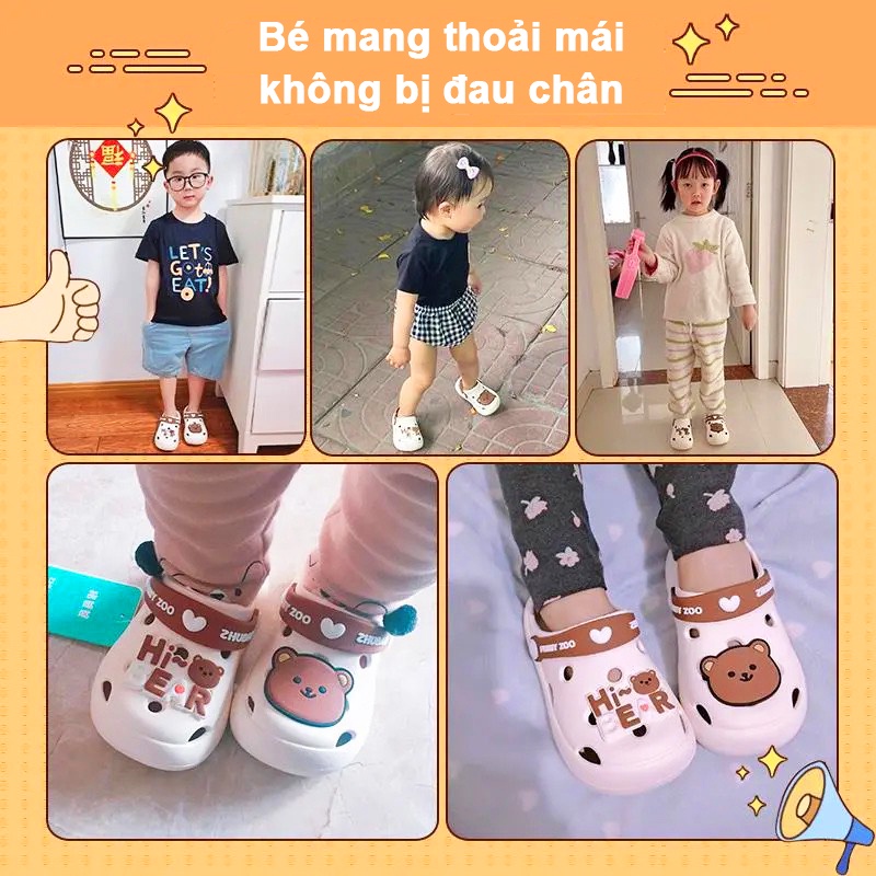 Dép cross cho bé chống trượt BBShine, Dép cho bé siêu nhẹ họa tiết hình thú ngộ nghĩnh – D8