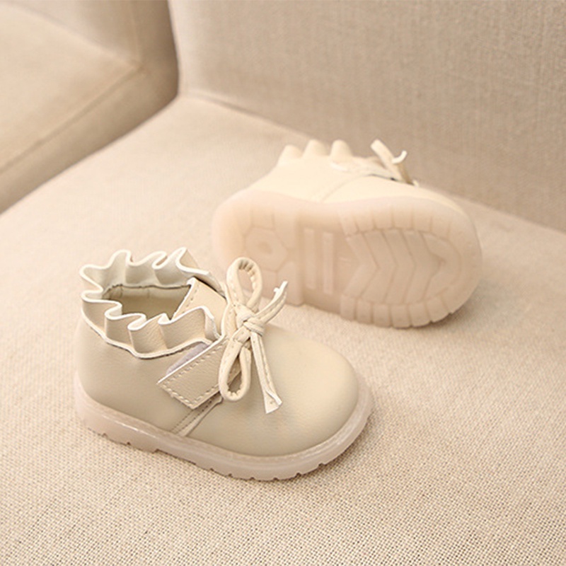 Babyfair. Bé gái Giày da tổng hợp Đế mềm Thời trang Thanh lịch Nơ dễ thương Trang trí nội thất Trẻ sơ sinh đi bộ