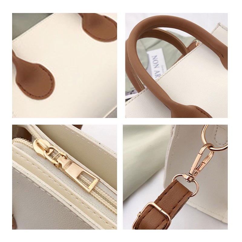 Mischa Túi Đeo Chéo Vai Hình Vuông Nhỏ Bằng Da PU Màu Tương Phản Đơn Giản Hợp Thời Trang