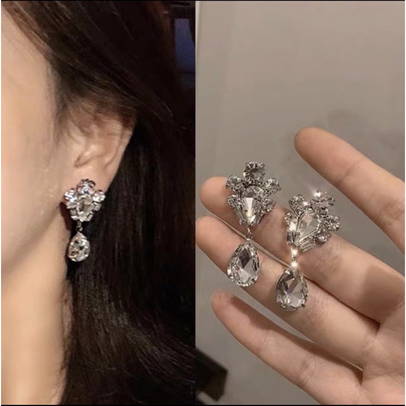 Khuyên tai hình giọt nước đính đá bling bling dự tiệc - Khanturban.vn