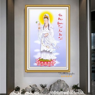 Tranh Thêu Chữ Thập QUAN ÂM BỒ TÁT. Kích Thước: 66cm x 45cm