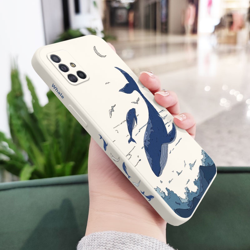 Ốp Điện Thoại Cá Voi Giả Tưởng Cho Samsung Galaxy A71 A51 4G A21S Vỏ Thời Trang A31 Silicon Lỏng Bên Họa Tiết Bao