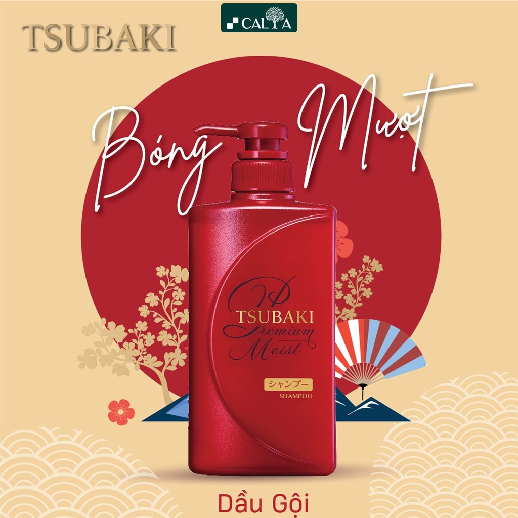 Combo Dầu Gội Xả Tsubaki Màu Đỏ, Dưỡng Tóc Suôn Mềm, Giảm Chẻ Ngọn - Tsubaki Premium Moist (Gội, Xả, Ủ, Xịt) Stubaki