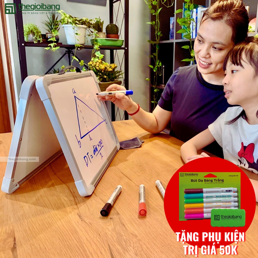 Bảng Trẻ Em - Bảng Viết Cho Bé - Bảng Từ Trắng 2 Mặt Kidmate - 2 Kích Ngang 30x40cm, Dọc 40x30cm