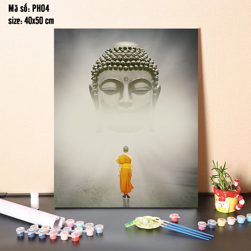 Tranh Số Hóa Chủ đề Phật Pháp PH04 Molisa ( Size 40x50cm sẵn khung và bộ tô màu )