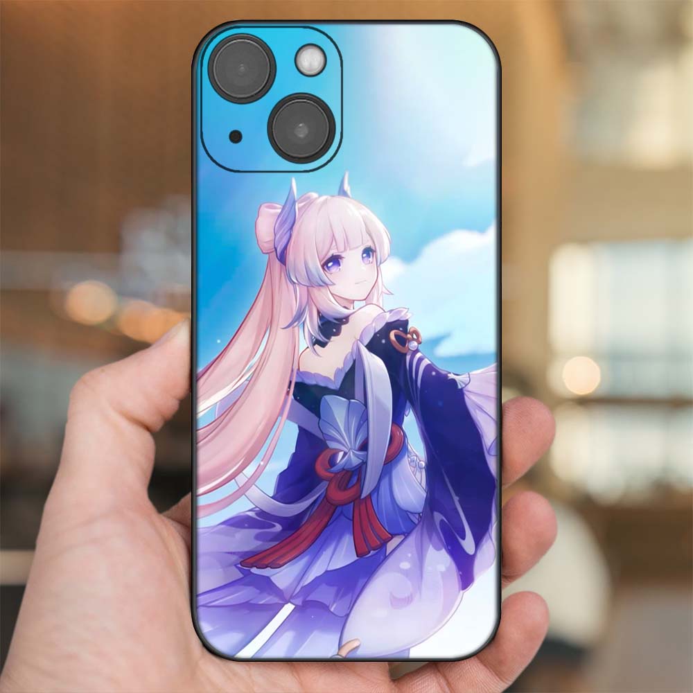 Ốp lưng iPhone 14 dẻo đen cạnh vuông in hình Sangonomiya Kokomi Genshin Impact