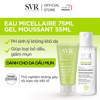 Bộ Đôi Gel Rửa Mặt SVR SEBIACLEAR Gel Moussant 55ml và Tẩy Trang SEBIACLEAR Eau Micellaire 75ml Cho Da Dầu Mụn