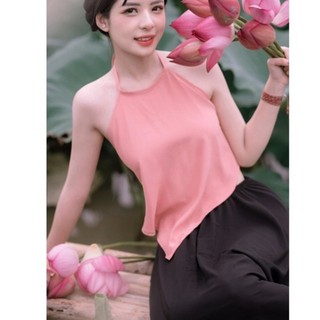 Set yếm hồng kèm váy đụp