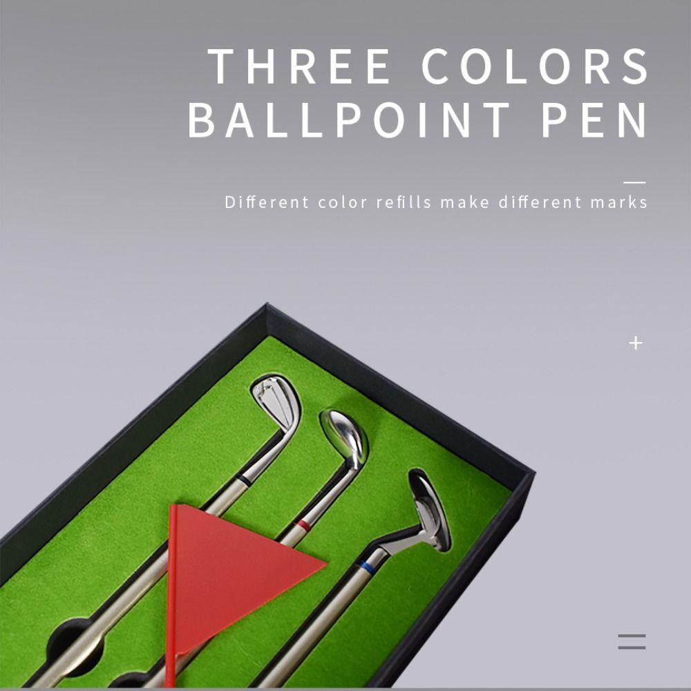 Set 3 Bút Mực Đen / Đỏ / Xanh Hình Gậy Đánh Golf