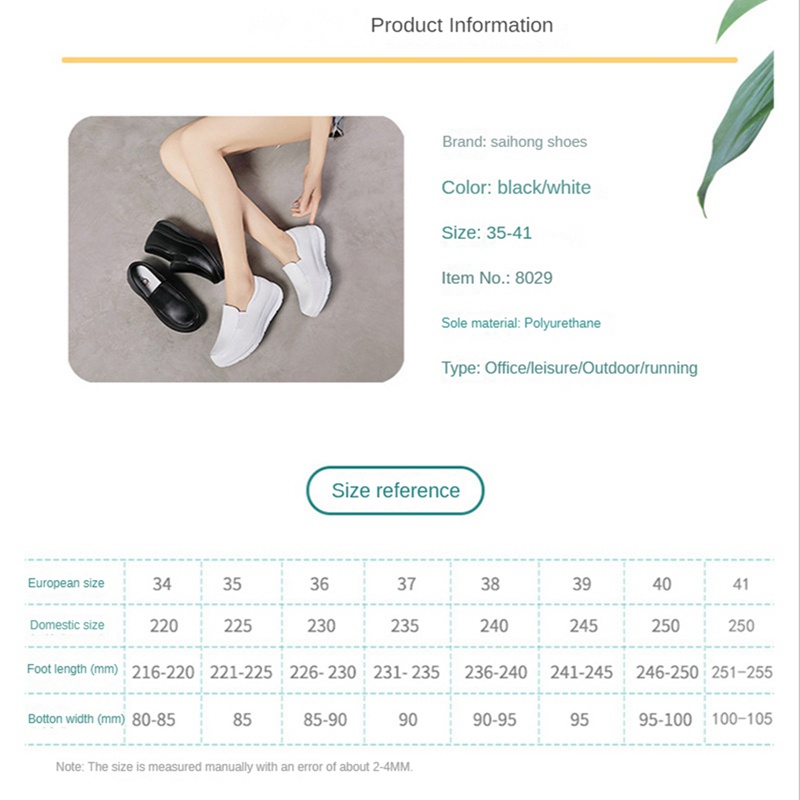 Giày Y Tá Đế Dày Tăng Chiều Cao 37 Size Màu Đen / Trắng