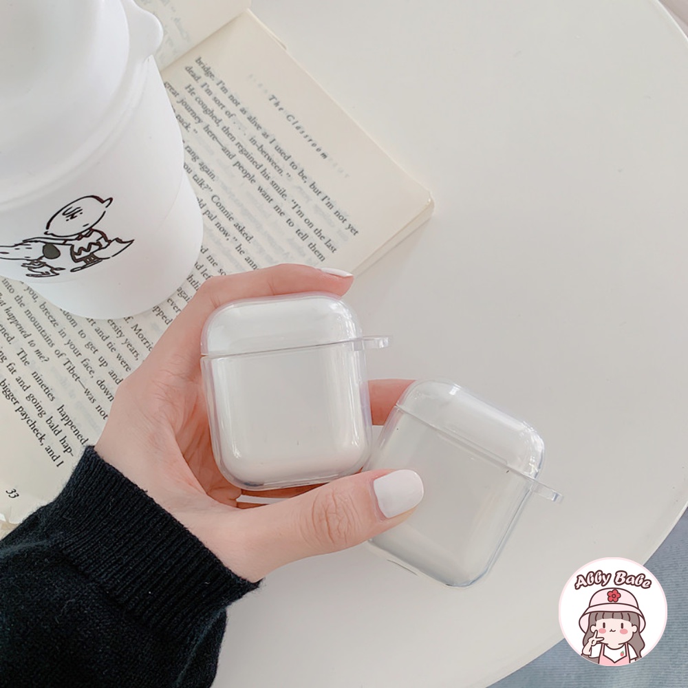 Vỏ Bảo Vệ Hộp Sạc Tai nghe không dây Airpods 1 / 2 / pro Bằng TPU Mềm Trong Suốt Màu Trắng Kiểu Hàn Quốc