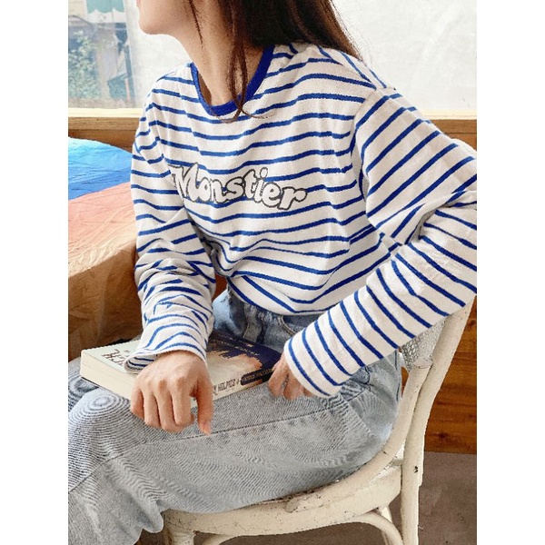 Áo Thun Tay Dài Dáng Rộng Hoạ Tiết Kẻ Sọc Ngang 3 Màu Tuỳ Chọn - Monstier Le Nice Striped Tee