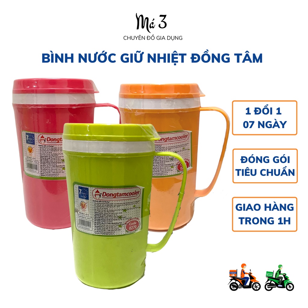 Bình nước giữ nhiệt, ca giữ nhiệt 600ml nhựa Đồng Tâm