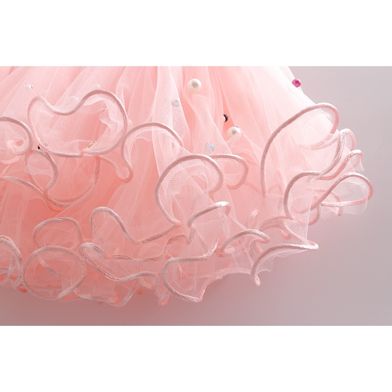 Chân Váy Xòe Công Chúa Bằng Vải Tuyn Đính Ngọc Trai Dễ Thương Thời Trang Cho Bé Gái 3-12 Tuổi