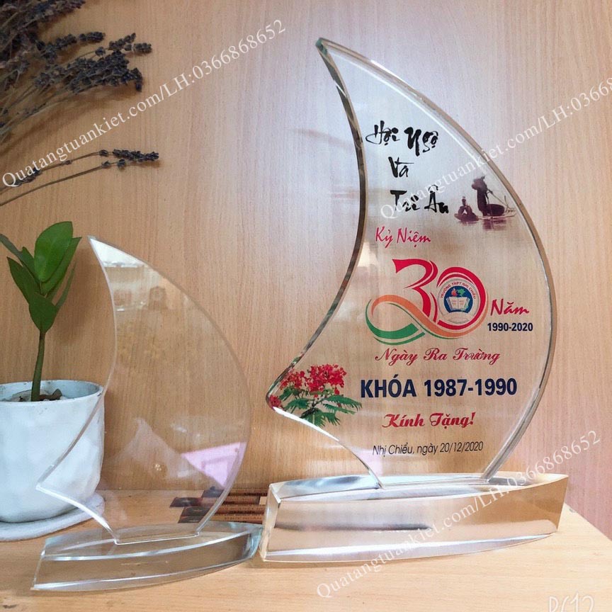 Combo 5 kỷ niệm chương pha lê buồm cong