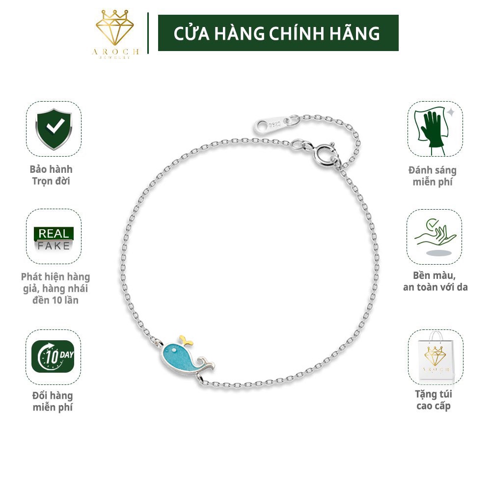 Vòng tay bạc Ý s925 cá voi xanh dễ thương S2099 - AROCH Jewelry