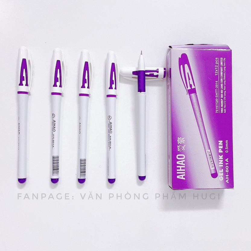 Hộp 12 cây bút gel chữ A Aihao nét đều đẹp viết êm